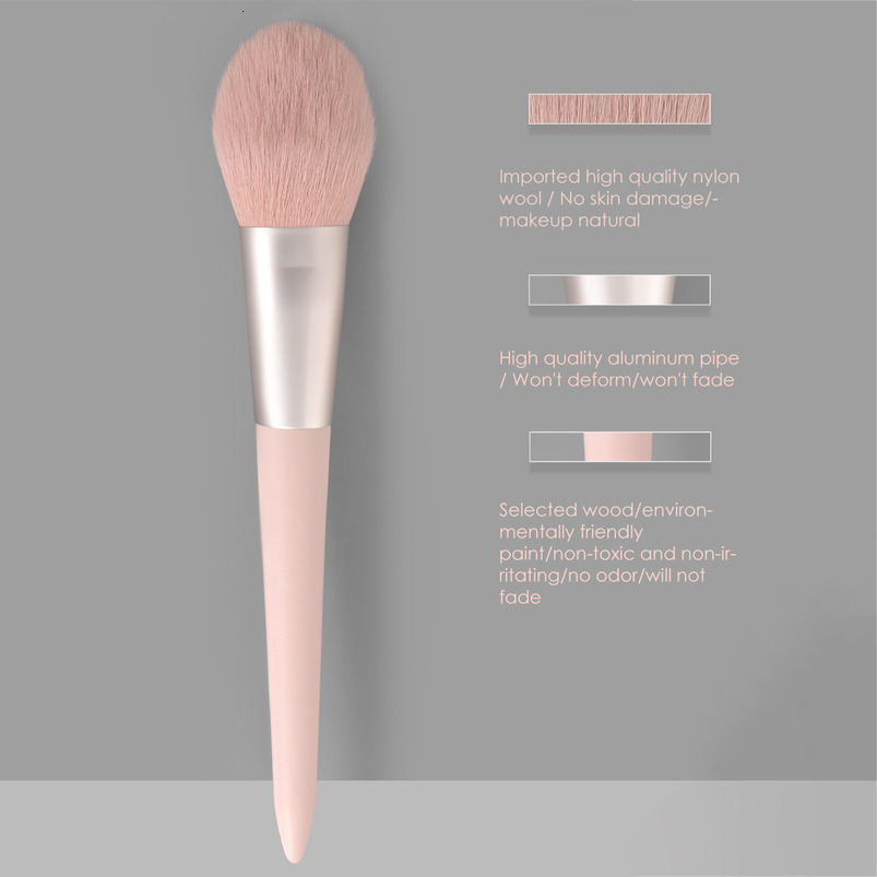 Hot-selling high-quality single pink loose powder brush Also suitable for blush brush and contour brush Premium quality in trendy colors