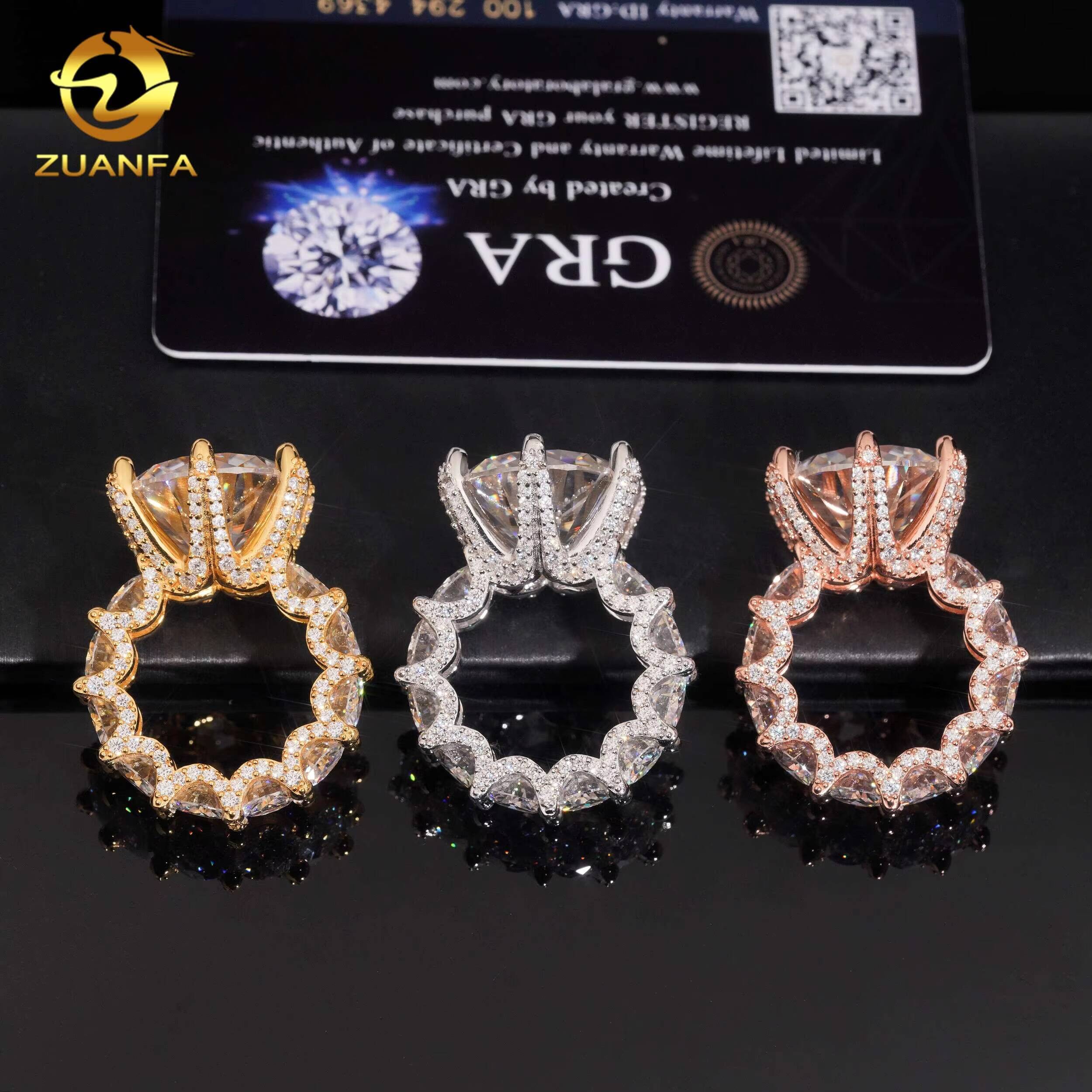 Luxury Big Size 20carat Brilliant Cut Moissanite Pass Diamond Test 925 Sterling Silver Gold Plated Wedding Engagement Ring