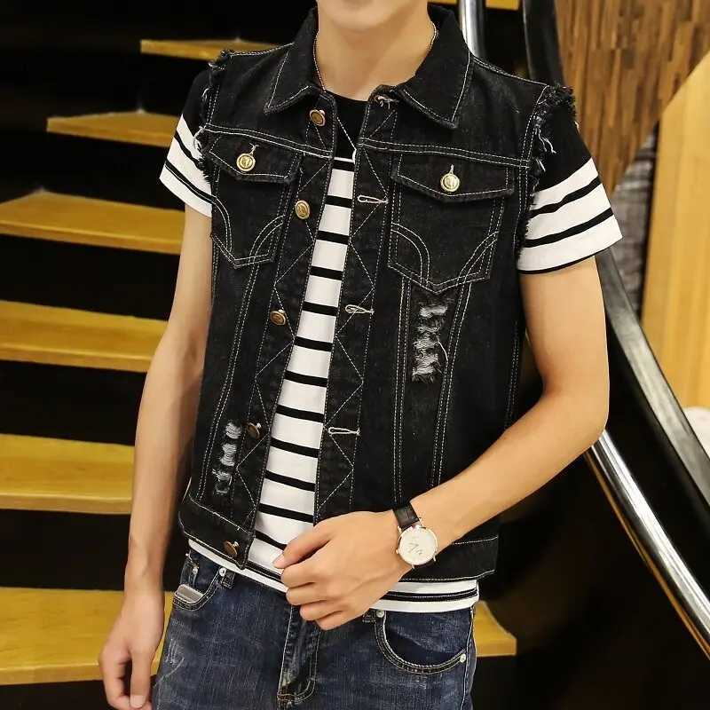 Spring and summer denim vest mens slimming vest threecolor leisure jacket W251029
