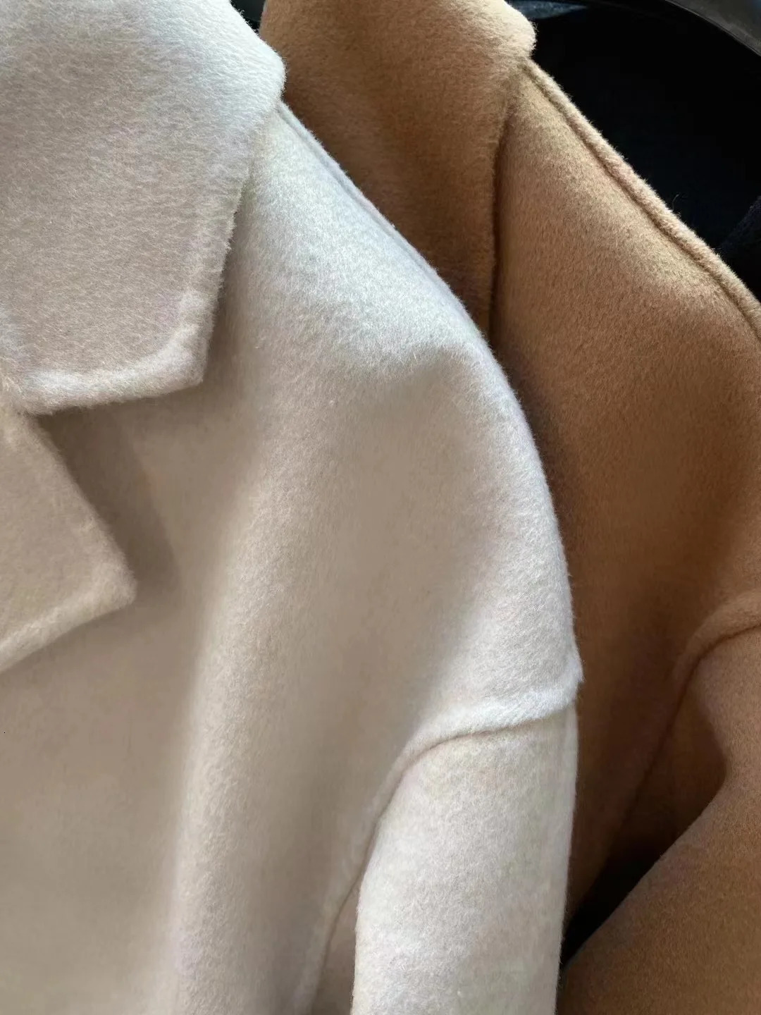 Autumn Women Drouble Breasted Woolen Coat Fashion Loose Style Winter Clothes Long Coats Tops 251028
