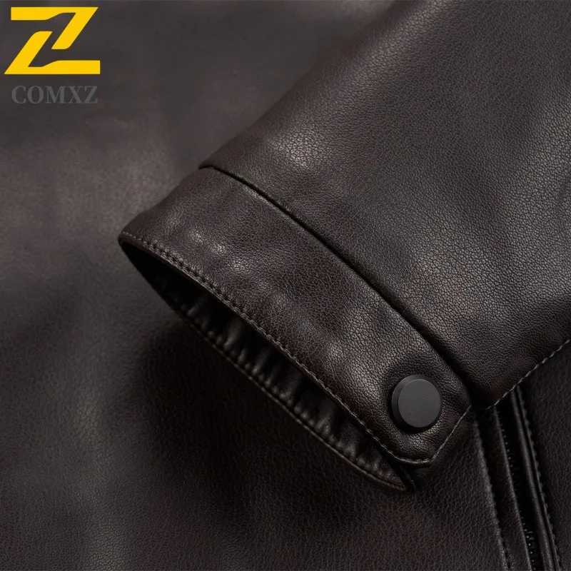 Light Luxury Leather Jacket 2025 Autumn New Classic Stand Collar Leather Coat Male Fashion Zipper Design Leather OuterwearT251029