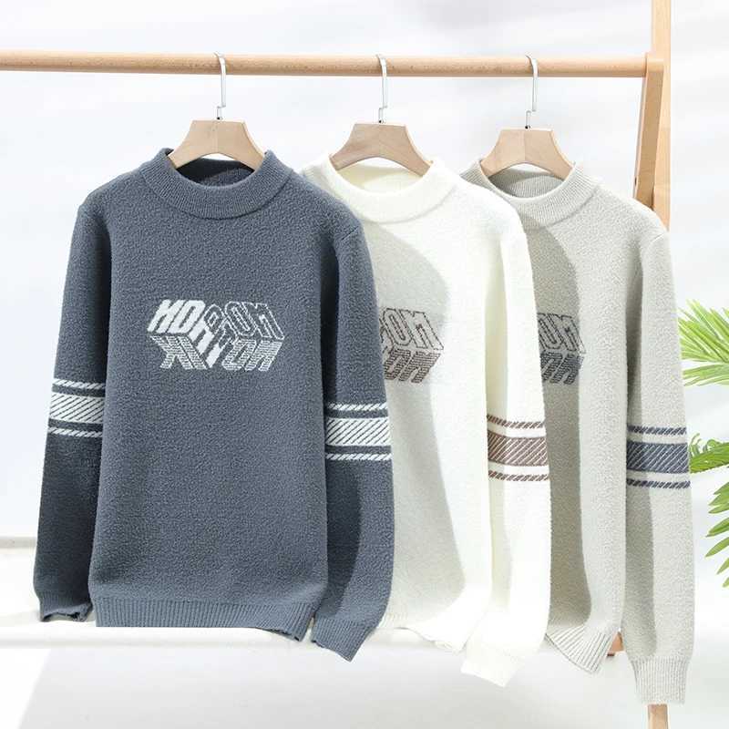 2025 New Casual Mens Knitted Sweater Fashion Pattern AutumnWinter Round Neck Warm Tops High Street Style Sweater J251029
