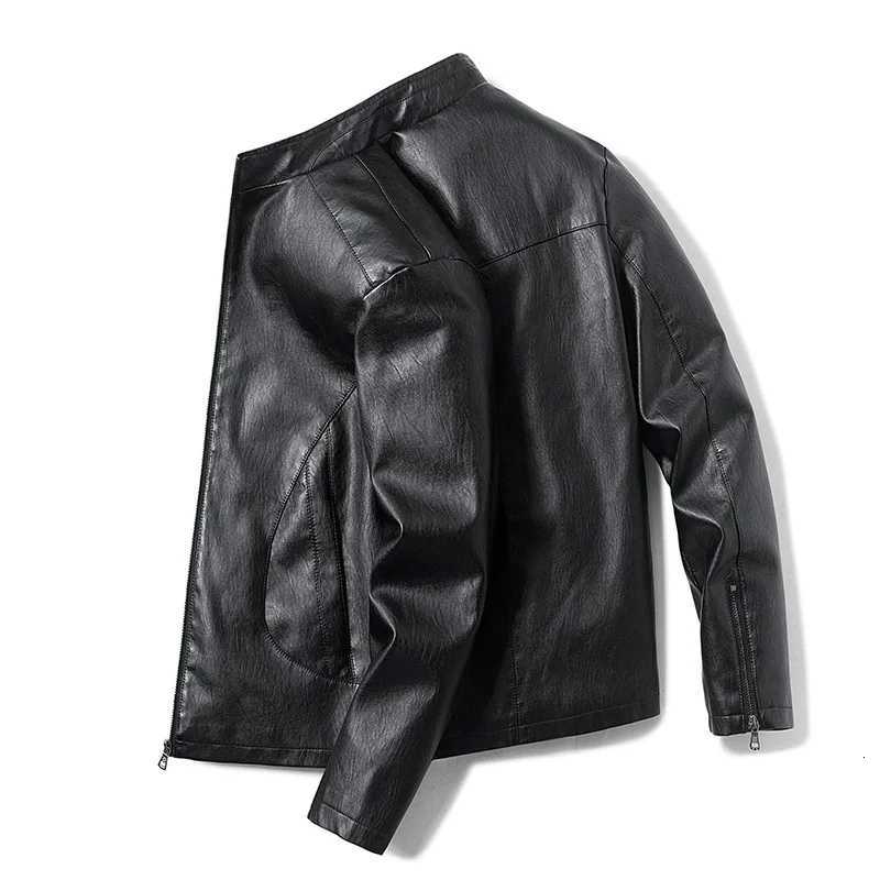 2025 new autumn Korean version standup collar PU mens leather jacket fashion leather jacket locomotive trend large size mensT251029