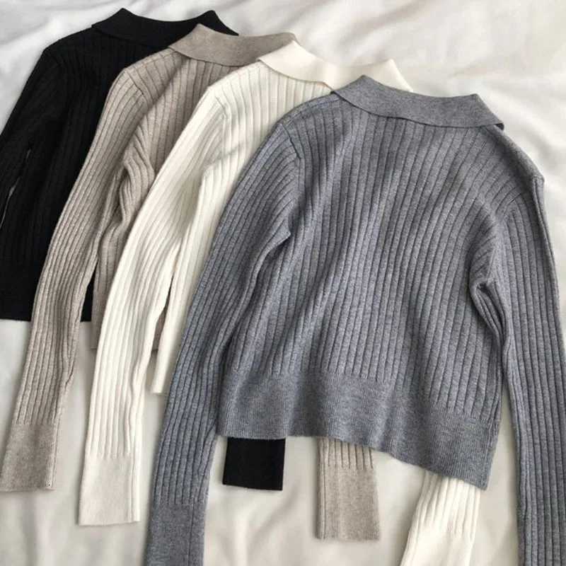 Lucyever High Quality Knit Cardigan Women Korean Fashion Turndown Collar Buttons Up Sweaters Solid Casual Long Sleeve KnitwearT251028