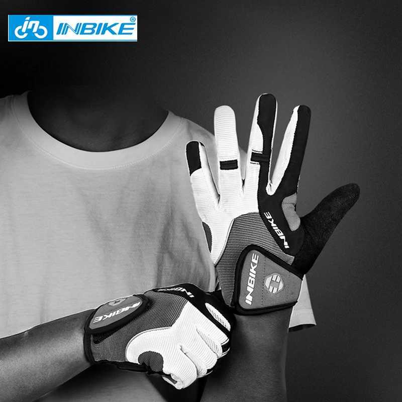 INBIKE Cycling Gloves Touch Screen Bicycle Sports Gloves Shockproof MTB Full Finger Bike Road Glove for Biker Men with Palm Pad J251029