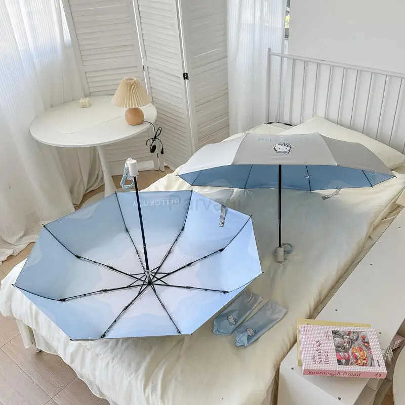 Sanrio Sanrio Hello Kitty Gradient Color Automatic Umbrella Kawaii Anime Sunscreen Uv Protection Student Convenient Foldable Umbrella L251029