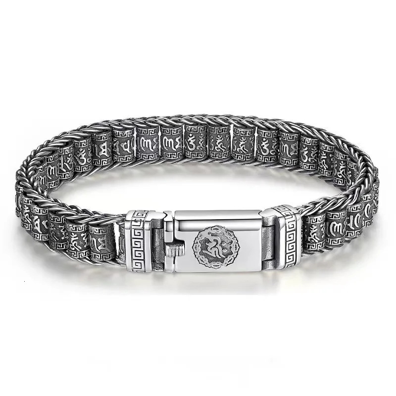 Traditional Tibetan Buddhism Six Character Proverbs Bracelet Six Words Mantra Bangle for Men Lucky Amulet Bracelet VJewelry Gift 251028
