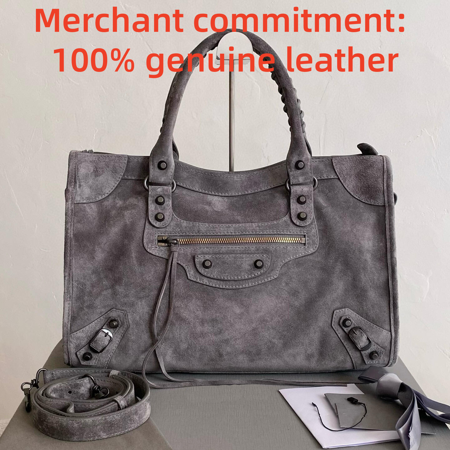 mirror quality bag Luxury Designer Vintage rivet Motorcycle bag LE CITY tote bag Womens mens genuine leather handbag travel bags crossbody Shoulder Bag suede bag