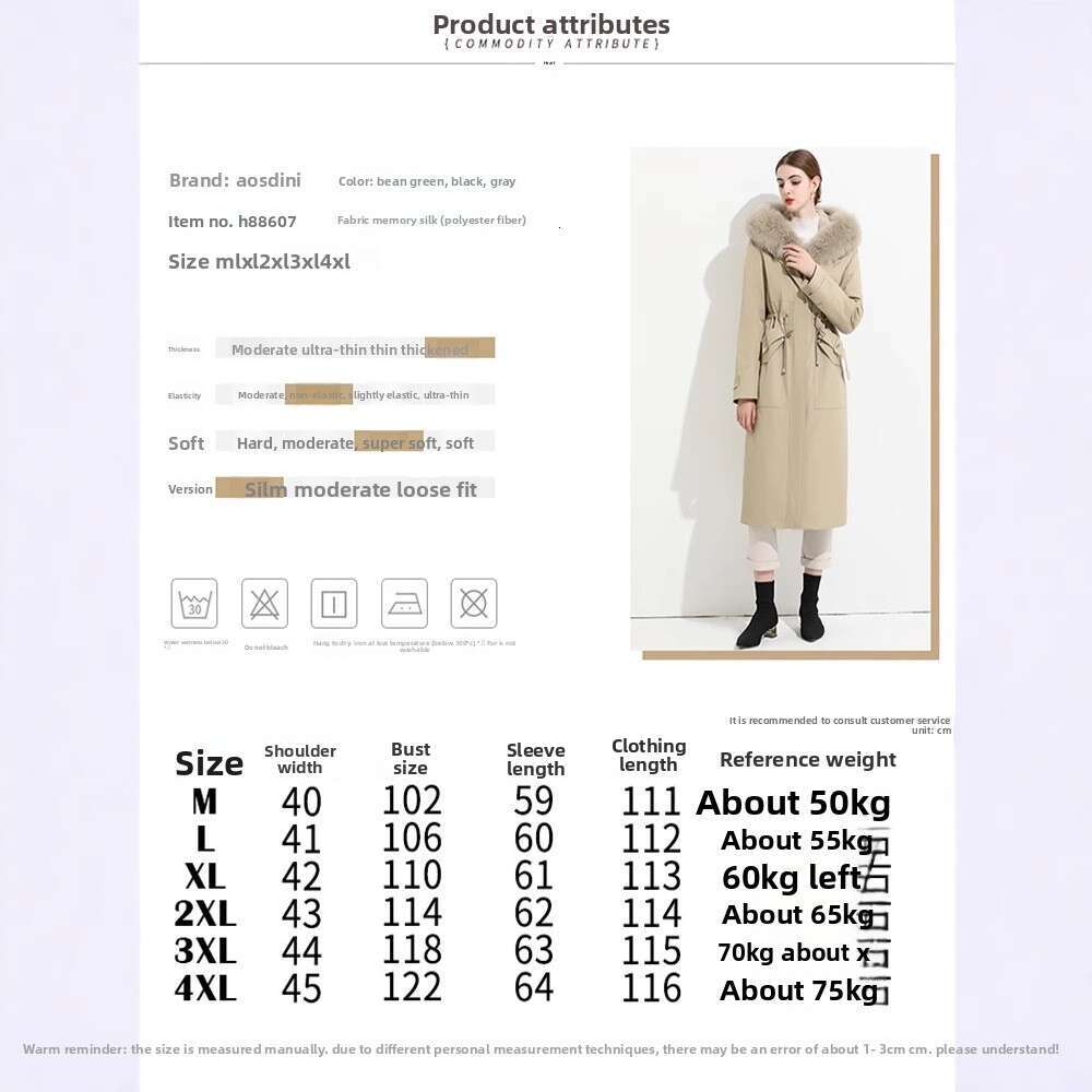 2025 Winter New Style Placket Fox Collar Parka Women's Hooded Long Coat Rex Rabbit Inner Lining Fur Jacket