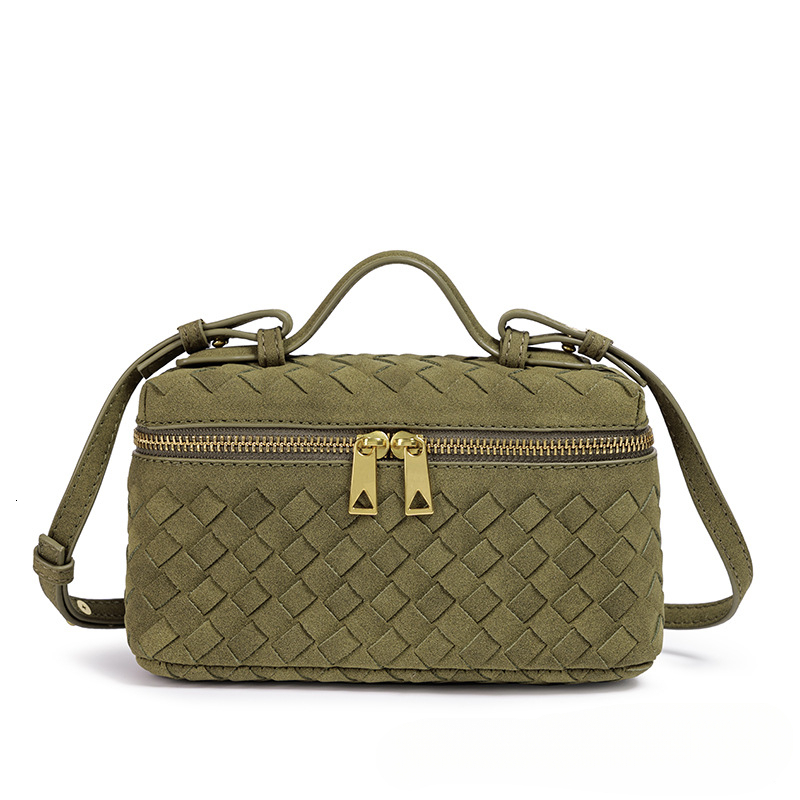 Designer's new slanted woven multifunctional lunch box bag with double-sided zipper closure handbag