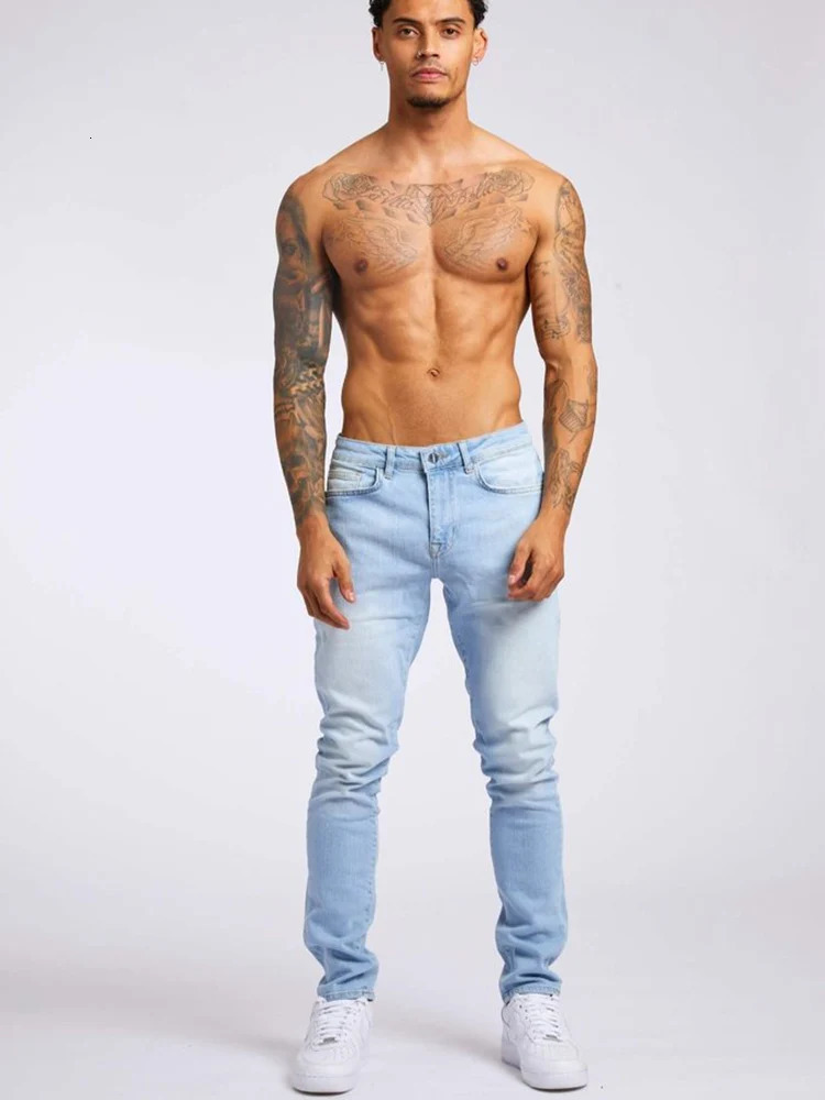 Mens Jeans Elastic Skinny Solid Color Stretch Pencil Pants Slim Fit Denim Jeans Jogging Streetwear Cowboy Casual Trousers Blck 251029
