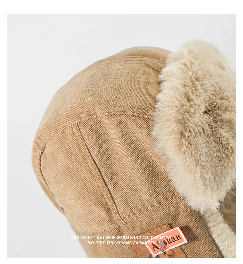 Bomber Hat Men Women Thick Warm Russian Ushanka Fur Fashion Male Female Winter Black Grey Earflap Ski Cap 251013