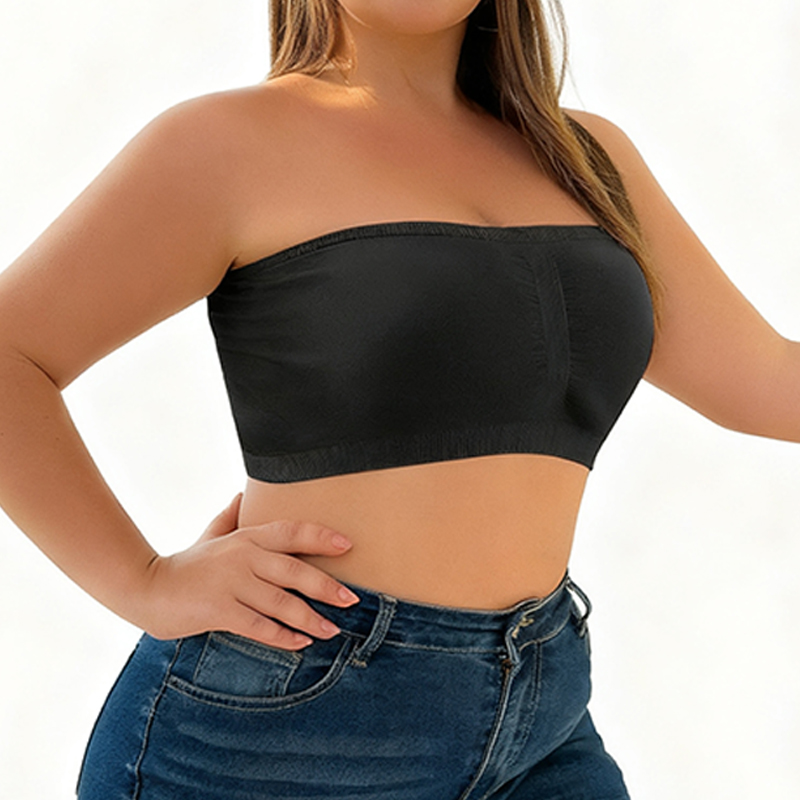 Bras Plus Size Seamless Bandeau Bra 3-Pack, Wireless Strapless Sports Crop Top, Stretchable Comfort Bra Set for Curvy Women Daily & Casual Wear