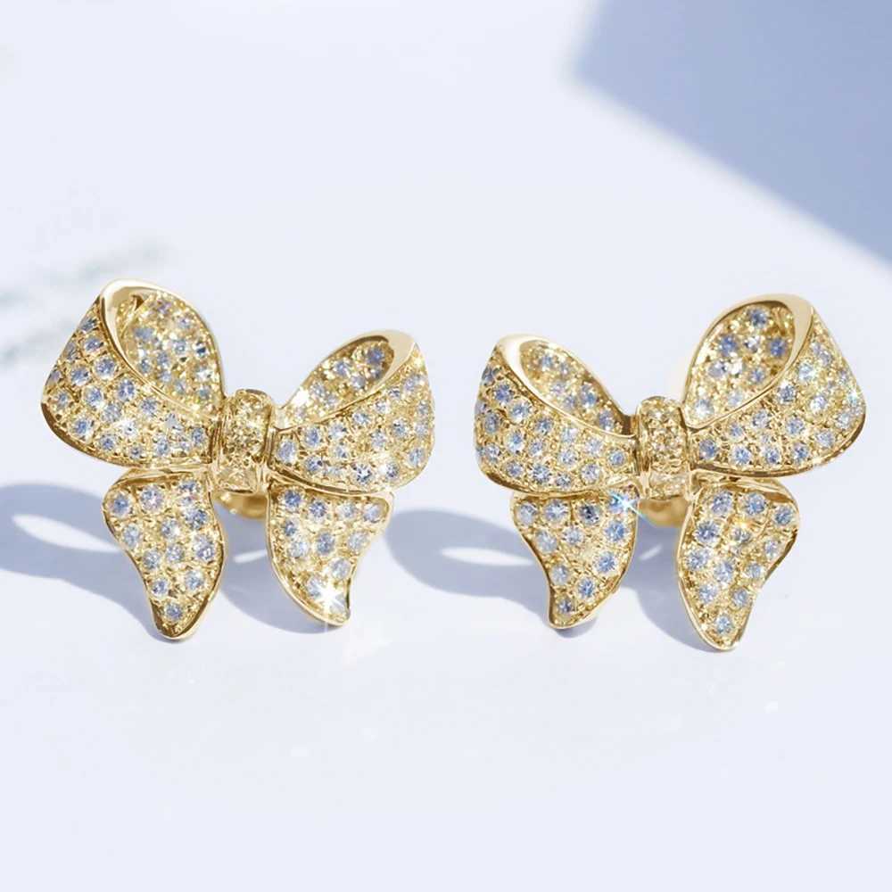 Romantic Bowknot Women Stud Earrings Full Paved Shiny Crystal Zircon Delicate Girl Accessories Fashion Earrings Jewelry e5765W251029