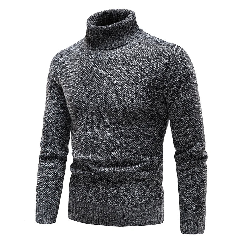Autumn Winter Fleece Sweater Men Thicker Turtleneck Warm Pullover Slim Fit Man Clothes Black Brown Jumpers Elastic 251029