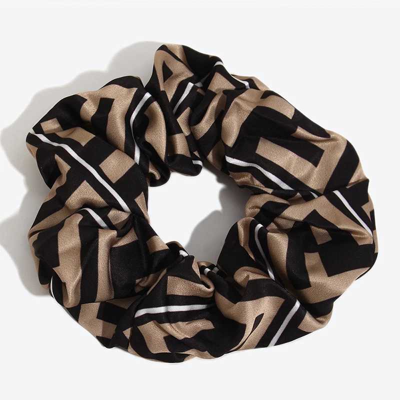 WithyooSatin Coffee Printed Scrunchie for Women and Girl Simple Ponytail Hair Accessories New Fashion 2025W251028