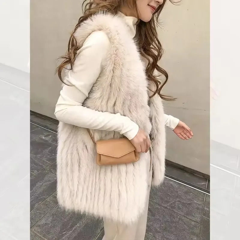 Fashion Fur Vest Jacket Autumn Winter Womens Faux Fox Hair Sleeveless Versatile Waistcoat Outwear 251027