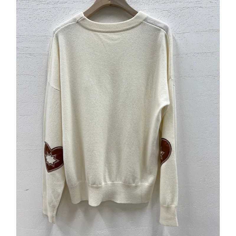 Female Crew Neck Sweater Brown Thin Cashmere Pullover Women Star Patch Sweaters Casual Winter Light Blue Jumper Lady Beige Tops J251029