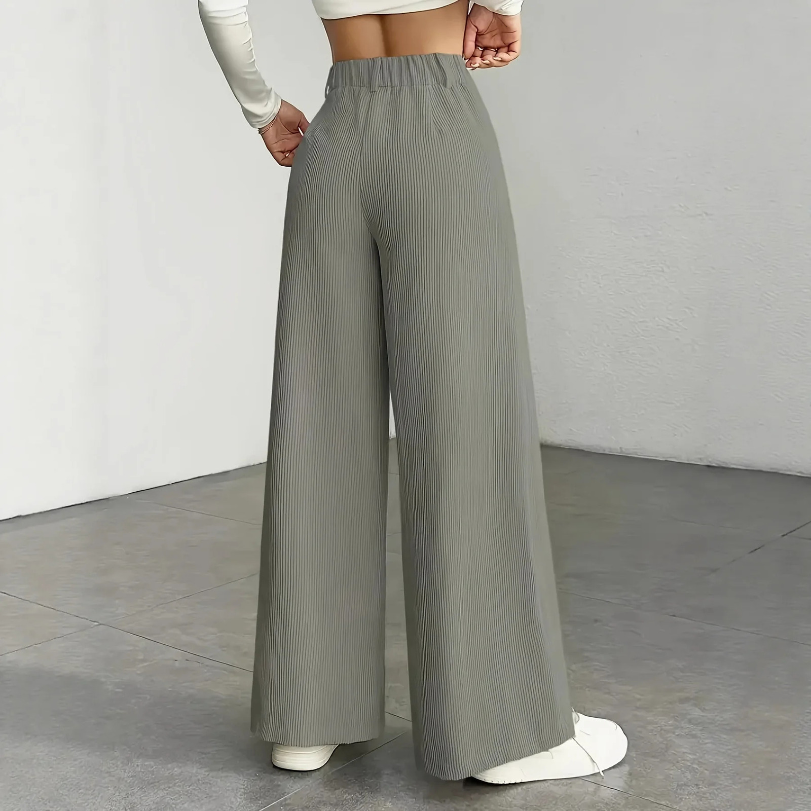 High Waist Striped Wide Leg Pants Commute Versatile Casual Long Trousers Womens Fashion CrossBorder Clothing 251029