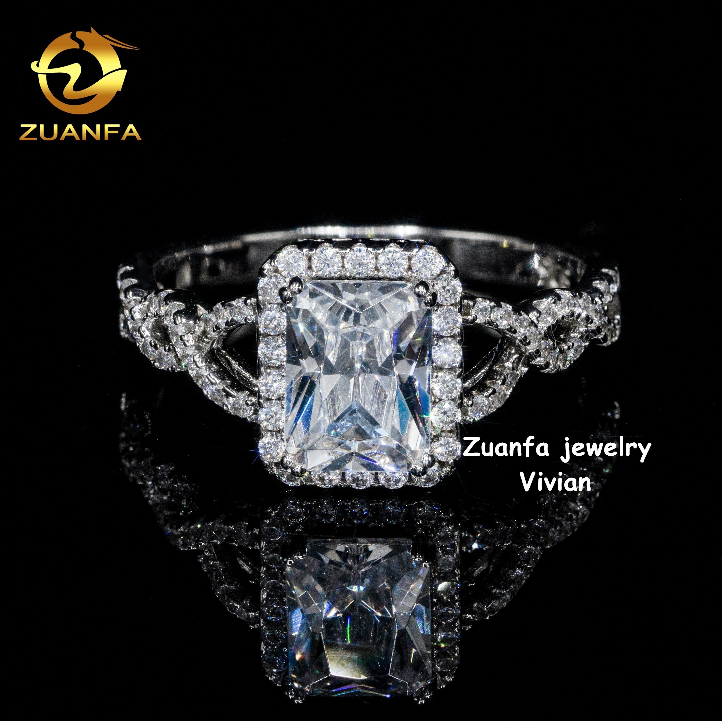 Iced Out VVS Moissanite Diamond Hip Hop Iced Out Sterling Silver 925 GRA Cetrtificated Hip Hop Jewelry Custom Ring