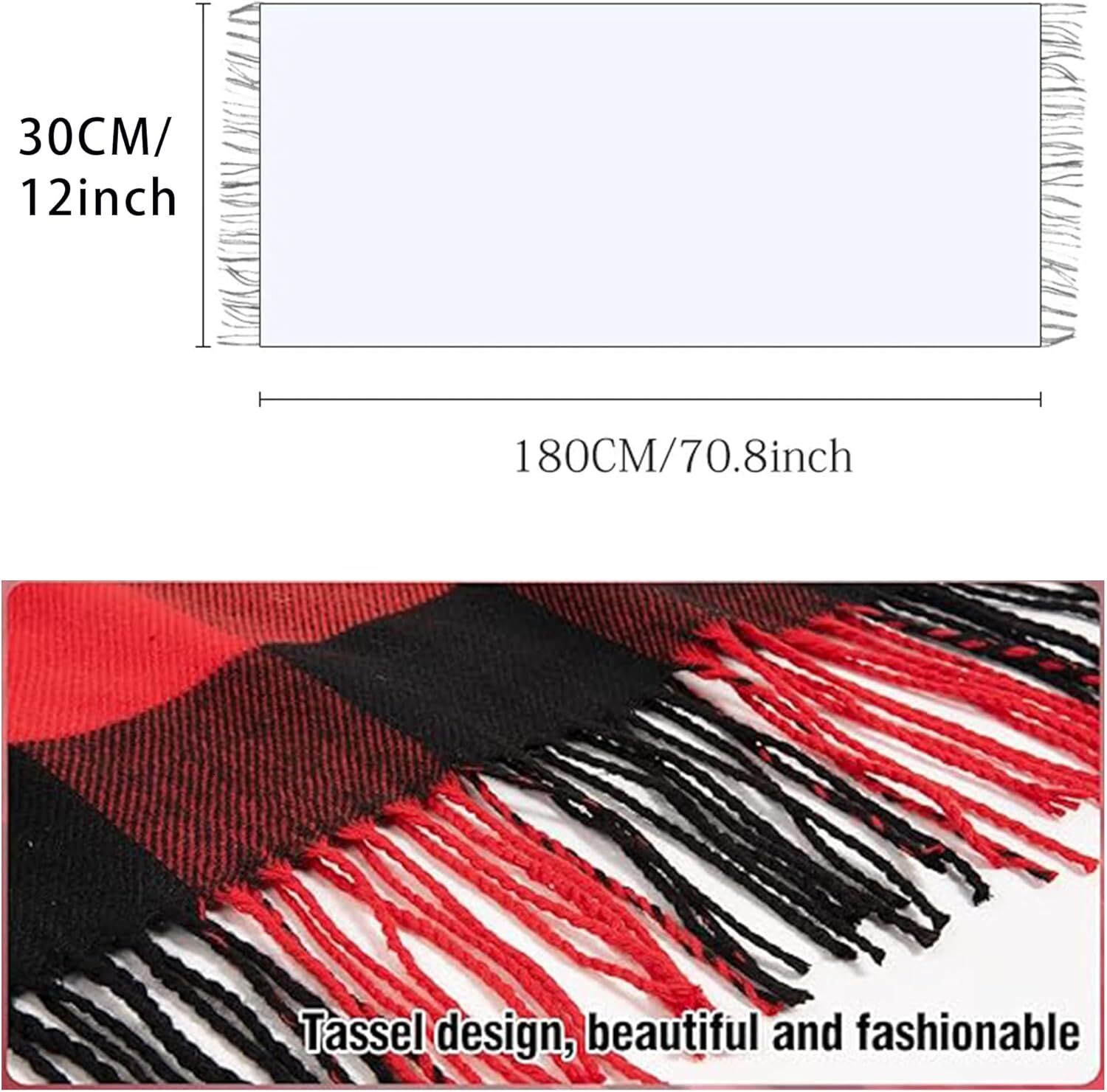 Custom Women Men Tartan Red Check Christmas-Scarf Winter Soft Warm Buffalo Plaid Long Scarves Scottish Lattice Wraps 72x12 in
