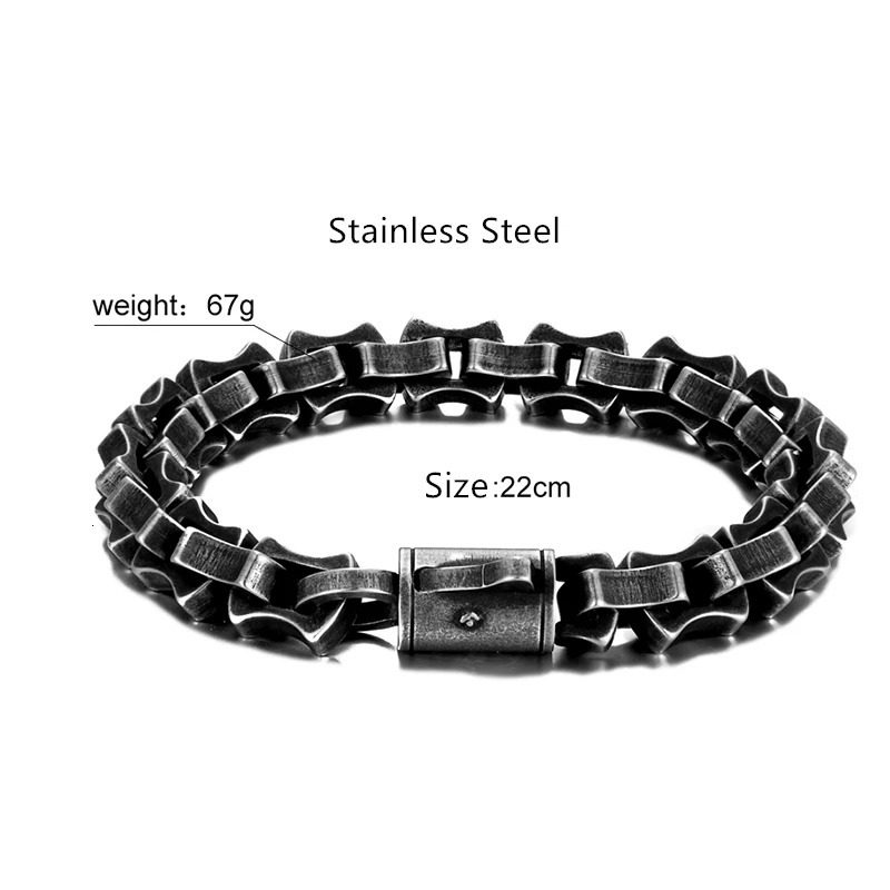 MKENDN Men Punk Biker Chain Bracelet Matte Vintage oxidized Black Link Chain Motorcycle Bicycle Style Stainless Steel Bangles 251028