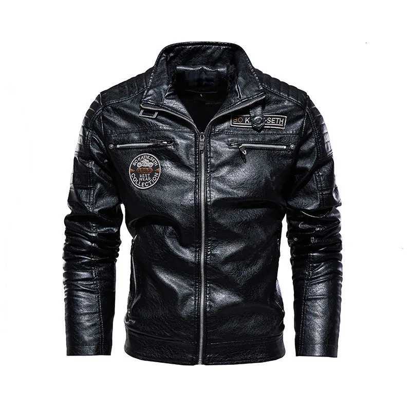 Leather Jacket Men Winter Fleece Motorcycle Faux Leather Jacket Windbreaker Coat Outdoor Jacket Mens Autumn and Winter CoatT251029