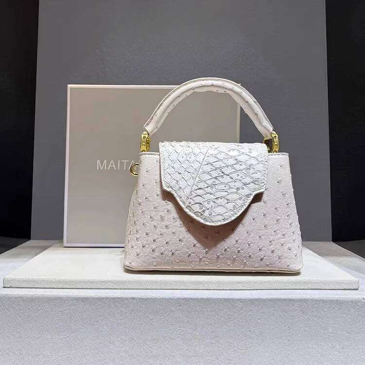 Designer Bags Designer Brand Fashion Leather Ostrich Print Handbag Shoulder Crossbody Bags For Women Sac Main Femme Hot Selling