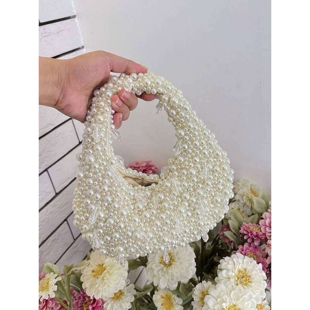 Designer Bags High Quality Pearl Beaded Handmade Women Handbag Fashion Evening Wedding Party Clutch Purse Beads Beading Woven Shoulder Bag Luxury Bag