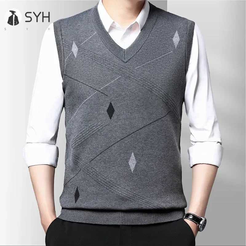 Mens Thickened Casual Sweater Tank Top Autumn and Winter Warm Mens Vest W251029