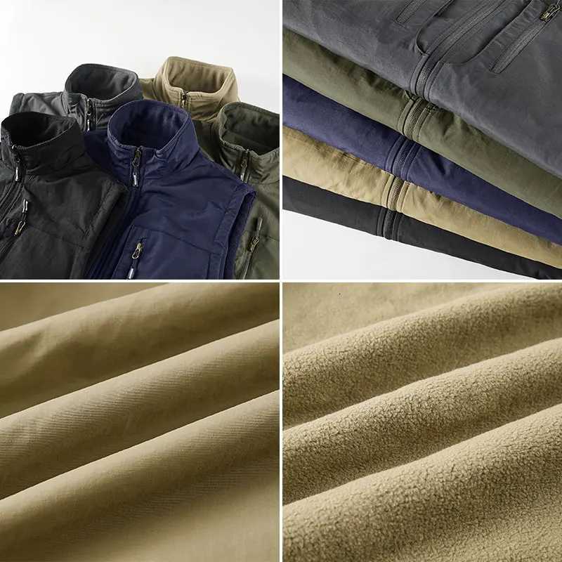 Male Hiking Vest Winter Fleece DoubleSided Mountaineering Casual Vest Outdoor Warm Solid Fishing Hunting Cargo Sleeveless Coats W251029