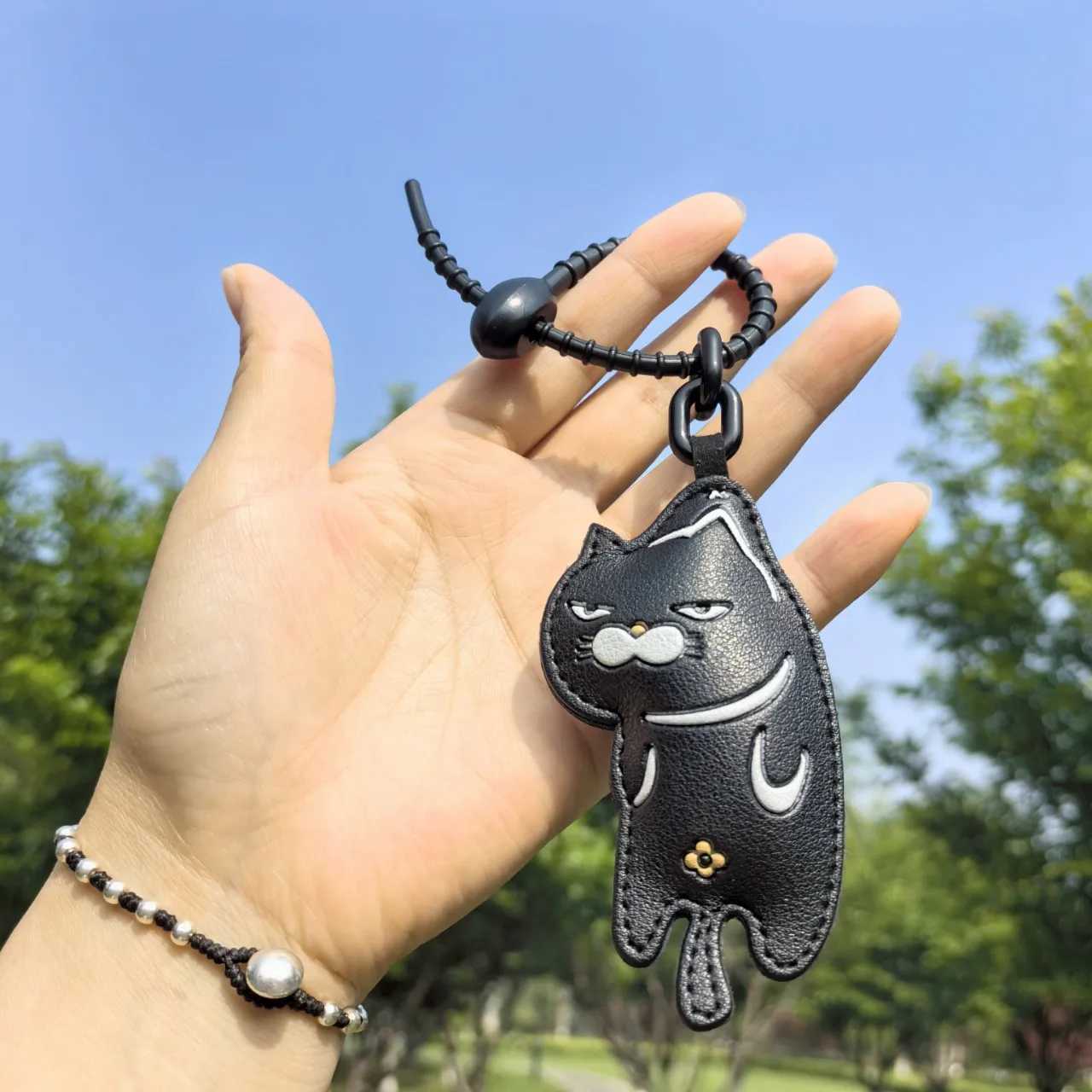 Cartoon Expression Cat Keychain Animals Leather Pendant Car Key Chain Cute Bag Accessories Girl GiftW251029