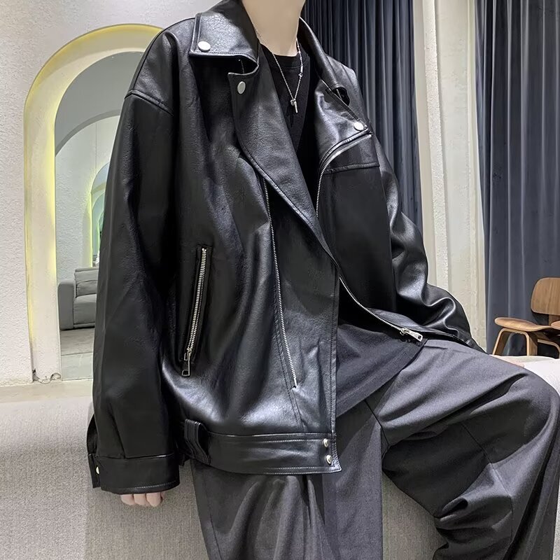 Black Leather Designer Jacket Jacket Men 2025 New American Style Men's Cool Leather Clothing Autumn Winter Motorcycle Men's Coat