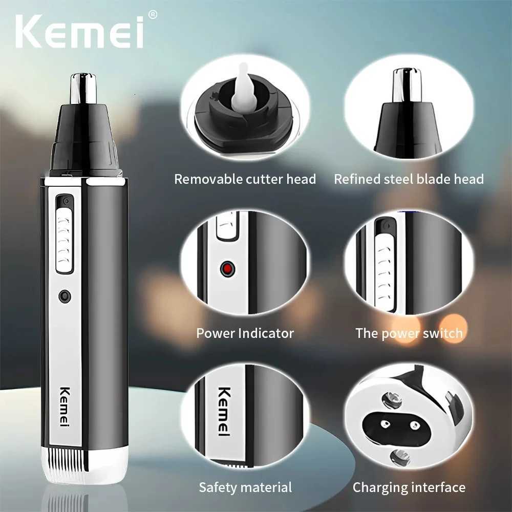 Kemei KM6630 4 in 1 Nose Eyebrow Hair Beard Trimmer Rechargeable Electric Shaver Nose Ear Trimmer With Temple Cut for Men M251029