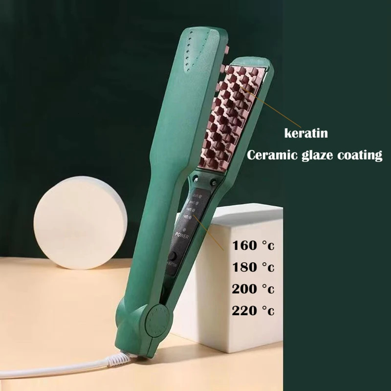 3D Grid Hair Crimper Volumizer Ceramic Professional Hair Fluffy Corrugated Curler Flat Iron Corn Hair Splint Perm 4 Temperatures 251029