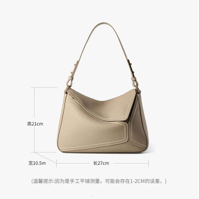 Fashion Genuine Leather Shoulder Women Casual Tote Underarm Commuter Bag Gray Handbag