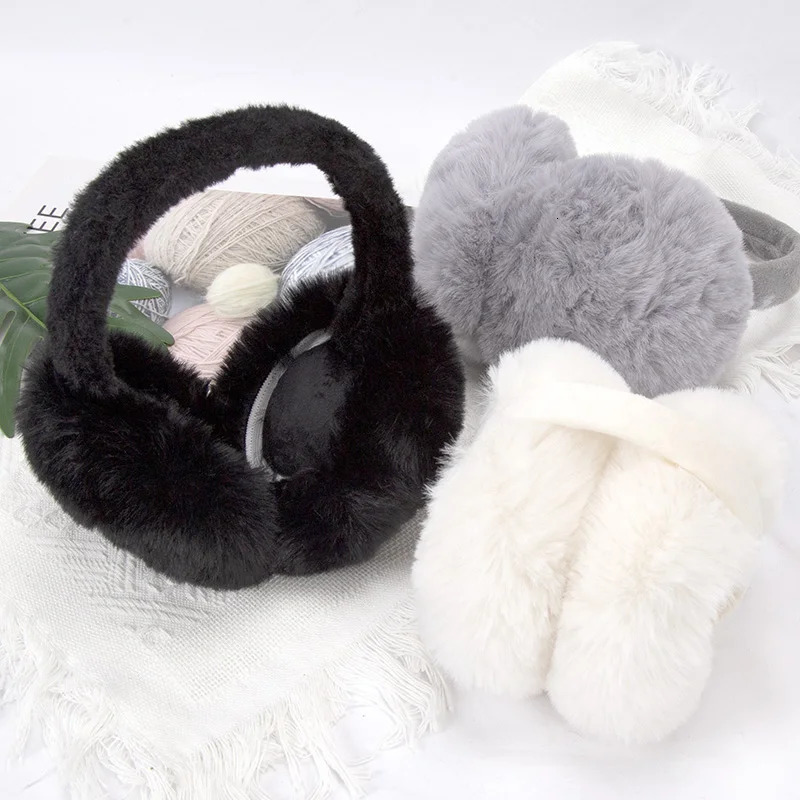 Autumn Winter Soft Earmuffs Women Men Ear Keep Warmer Plush Solid Color Adjustable Foldable Ear Protection Muffs Earflap 251029