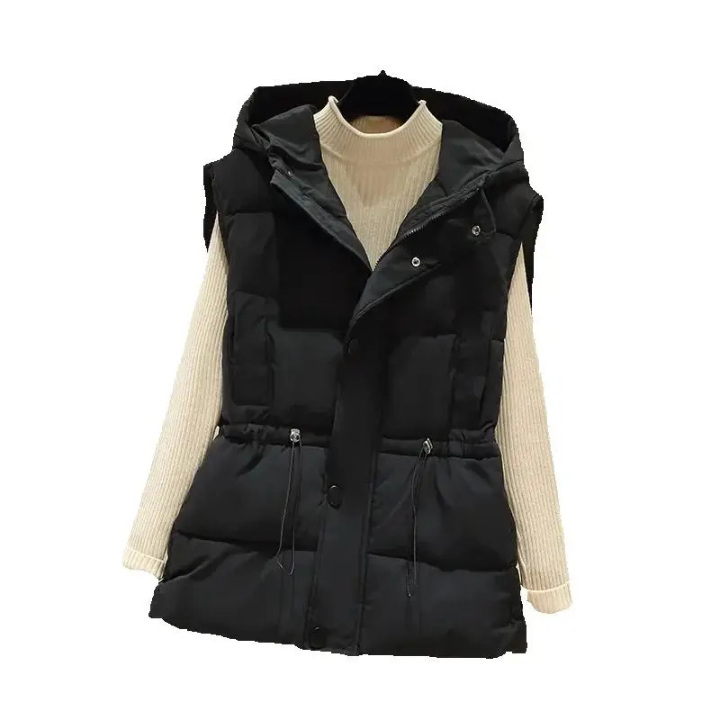 AutumnWinter Sleeveless Casual Hooded Womens Down Cotton Vest Coat Short Loose Korean Version Female Tank Top Jacket 251029