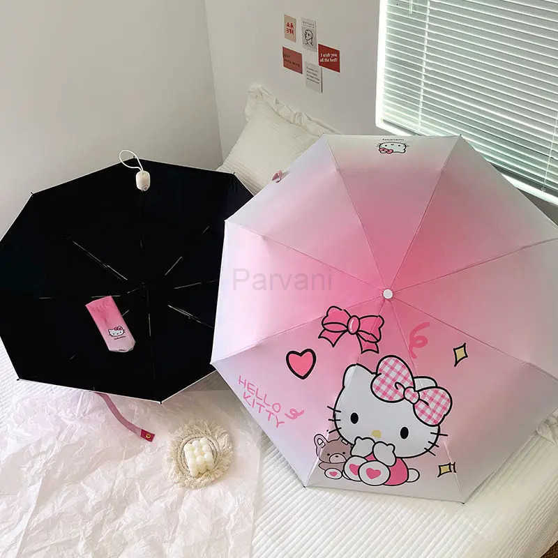 Sanrio Hello Kitty Umbrella Sanrio Rain or Shine Sun Protection Folding Umbrella Travel Protection Sunburn Protection Portable Umbrella L251029