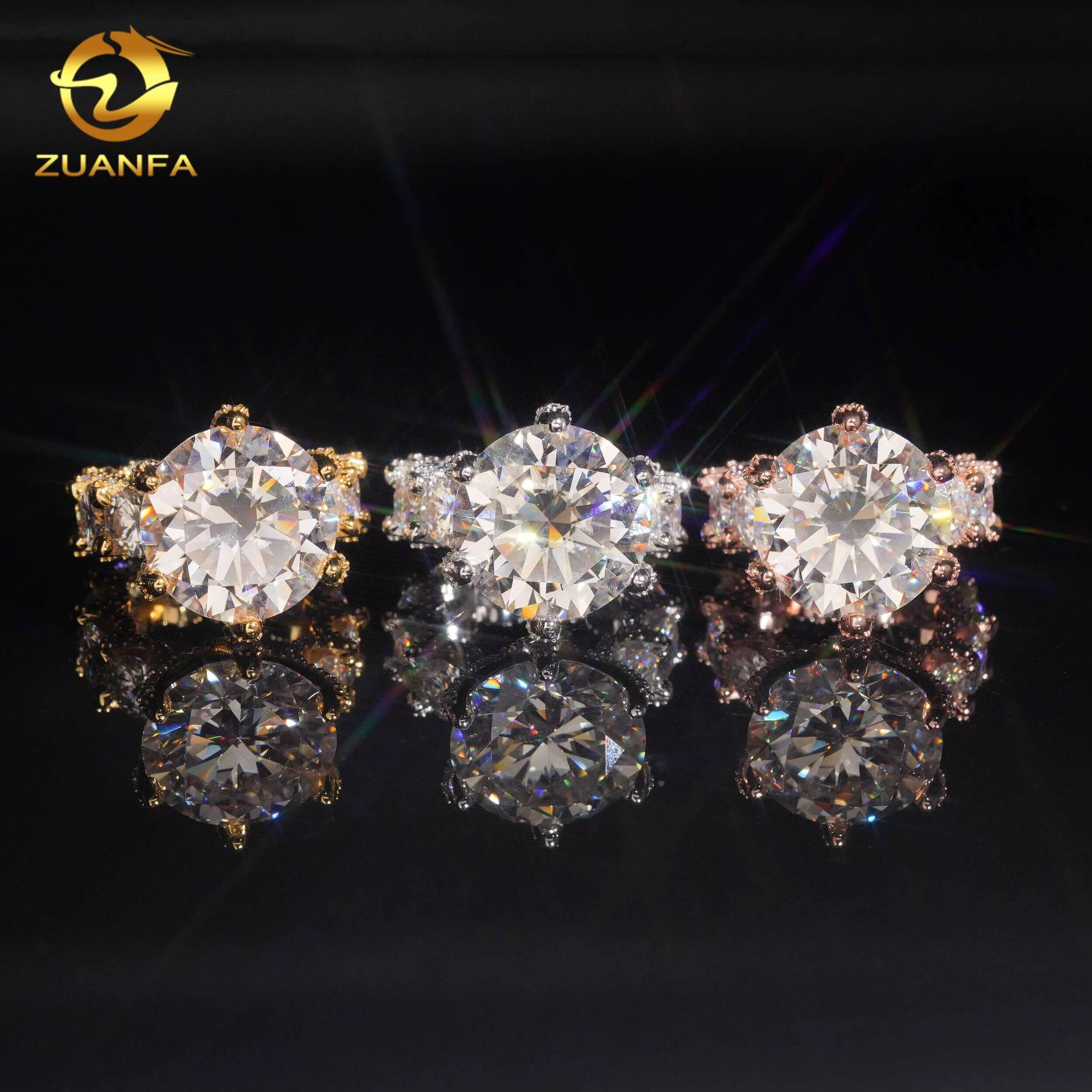 Luxury Big Size 20carat Brilliant Cut Moissanite Pass Diamond Test 925 Sterling Silver Gold Plated Wedding Engagement Ring