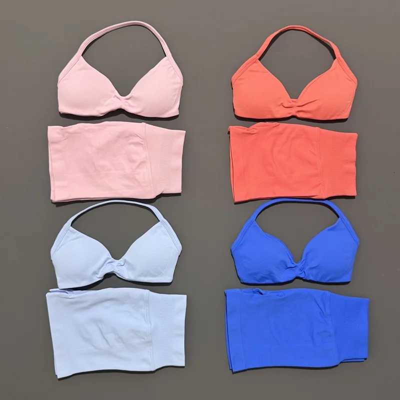 2 Piece Histello Sport Set Women Seamless Yoga Tank Bra High Waist Scrunch Bum Gym Shorts Sets Fitness Running Workout SuitXJ251029