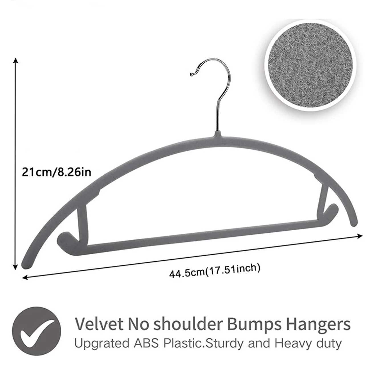 Home BlackBeigeGray Flocked Clothes Hanger Plastic Clothes Hanger for Wardrobe Organizer Sturdy and Durable SpaceSaving NonSlip NonFalling NonBulging 