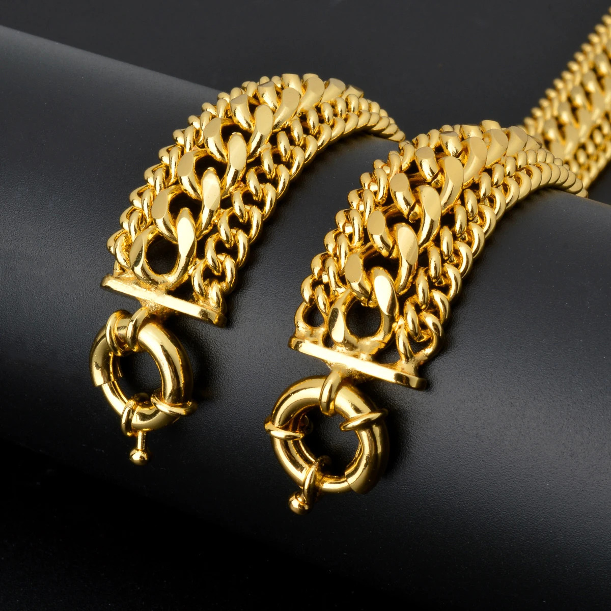 20MM Big Wide Chain For Men Women Bracelet Gold Plated Double Weaving Rolo Cable Curb Link Catenary Chain Valentines Day Gift 251028
