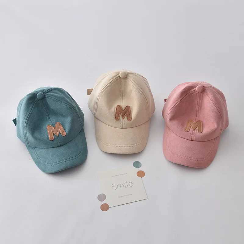 Spring Autumn Suede Kids Baseball Hat Solid Color Children Peaked Cap M Letter Baby Duck Tongue Cap Boy Girl Outdoor Sun Visors251028