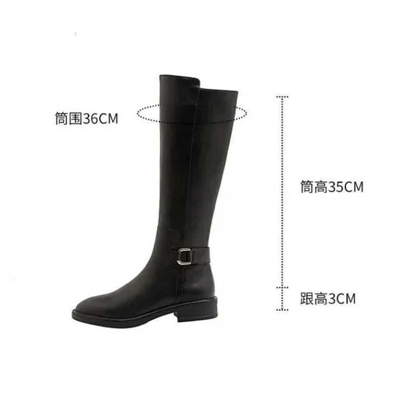 New Pu Leather Knee Boots Shoes for Women Buckle Metal Decoration Fashion Outdoor Ladies Footwear Size 3441 Long Black Botas Z251029