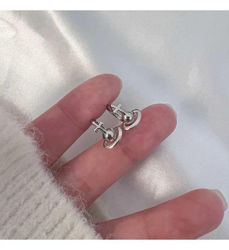 Galaxy Stud EarringsE009 Vintage Silver Cross Celestial Jewelry Copper Gothic Astronomy AccESSories W251029