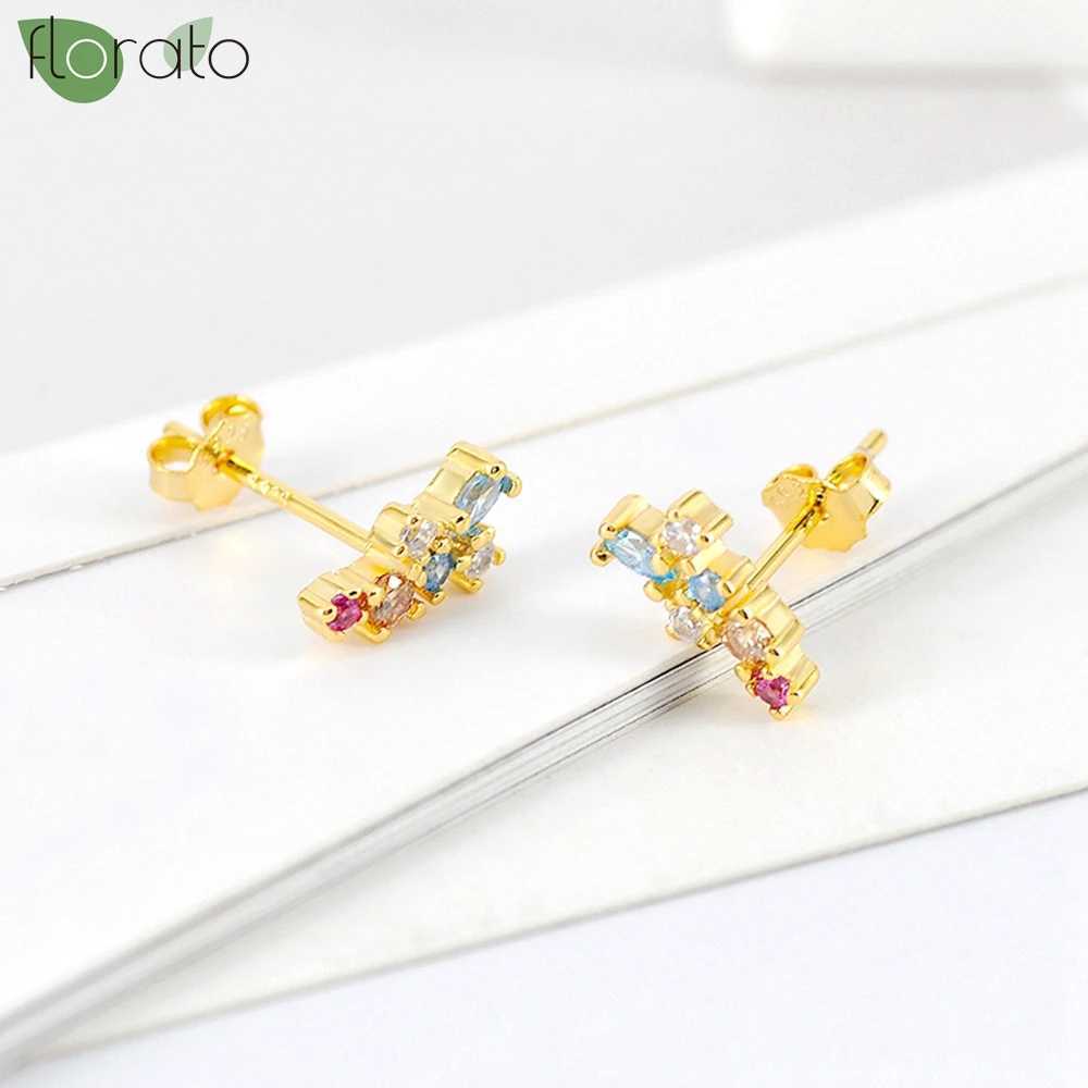 925 Sterling Silver Needle Fashion Heart Earrings for Women Shiny Colorful Crystal Stud Earring Party Premium Luxury JewelryW251029