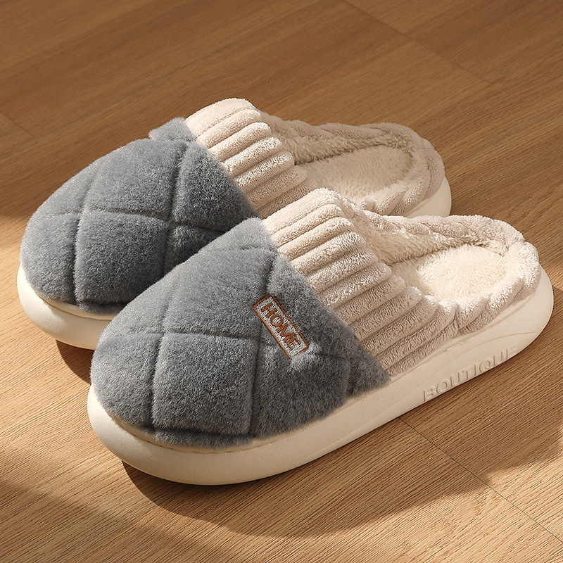 Designer cotton slippers for women, thick-soled for autumn and winter, home, indoor, warm and anti-slip, couple, men, wholesale of wool cotton slipper