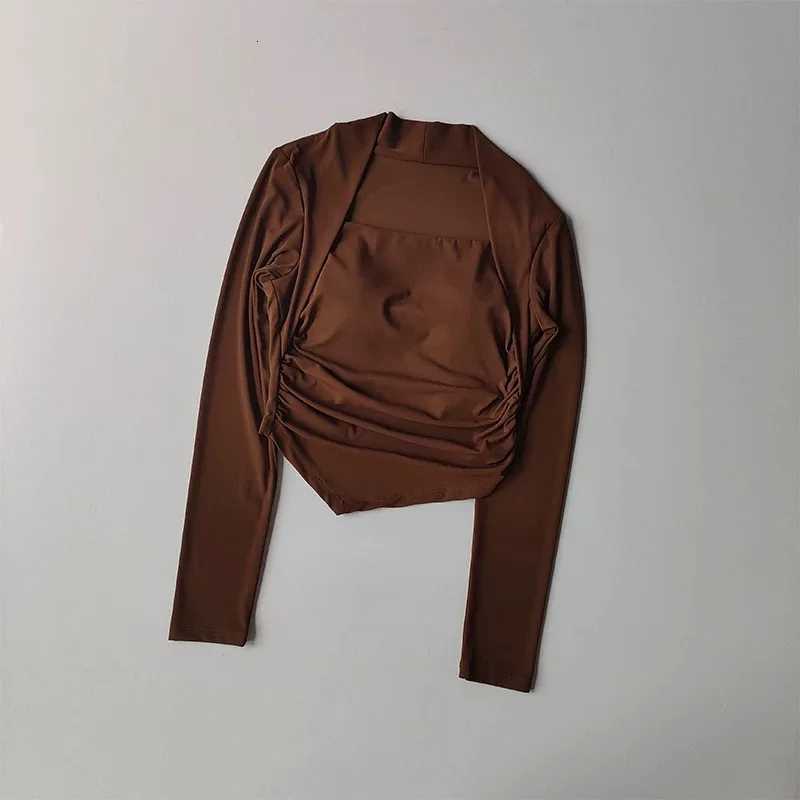 Womens Yoga Clothes Autumn Winter Long Sleeve Trim Top Fixed Cup Premium Sense Fitness Pilates Training SmockXJ251029