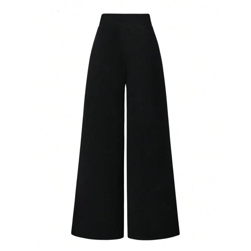 Plus Size 1XL5XL Womens Wide Leg Suit Pants High Waist Casual Comfy Pockets Trousers 251029